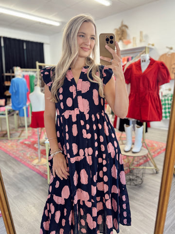 Polka Dot Midi - Navy