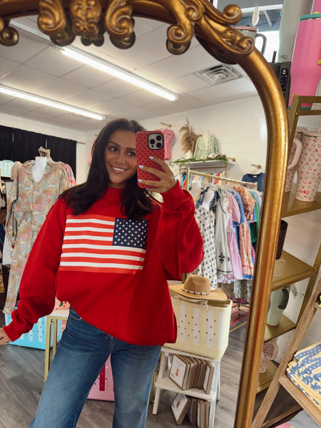 USA & Flag Reversible Mockneck Sweatshirt