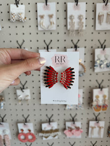 Wing Earrings - Red/Black