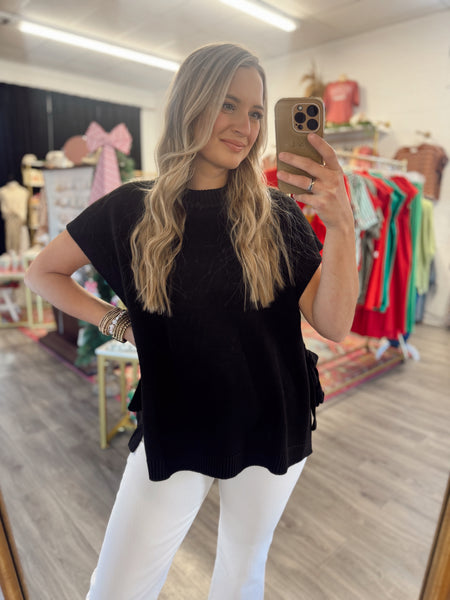 Basic Sleeveless Sweater - Black