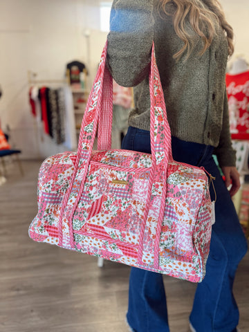 Quilted Duffle Bag - Pink