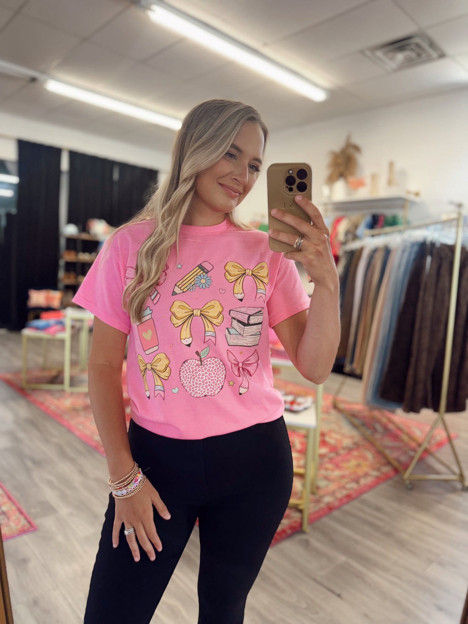 Teacher Graphic Tee - Pink
