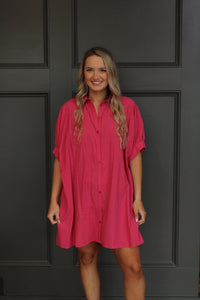 Beach Striped Dress - Pink