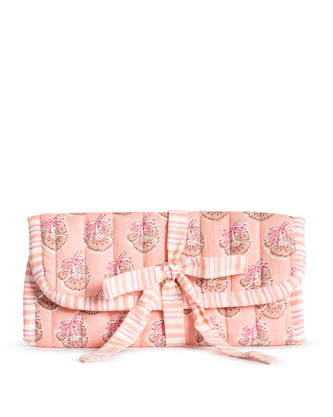 Layla Quilted Jewelry Roll - Pink
