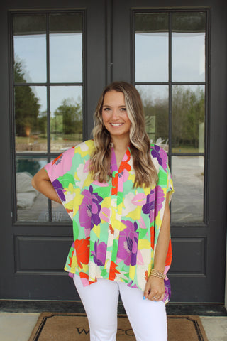 Floral Abstract Boxy Top