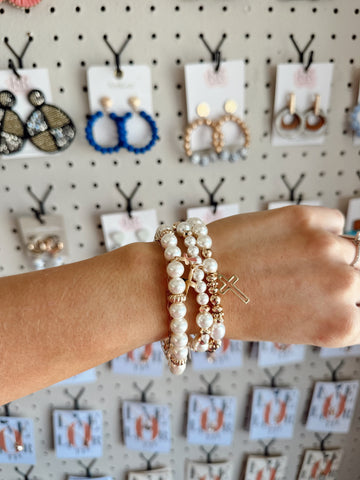 Pearl & Cross Bracelet Stack