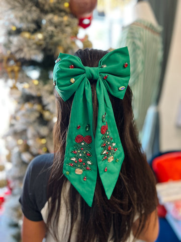 Christmas Hair Bow - Green