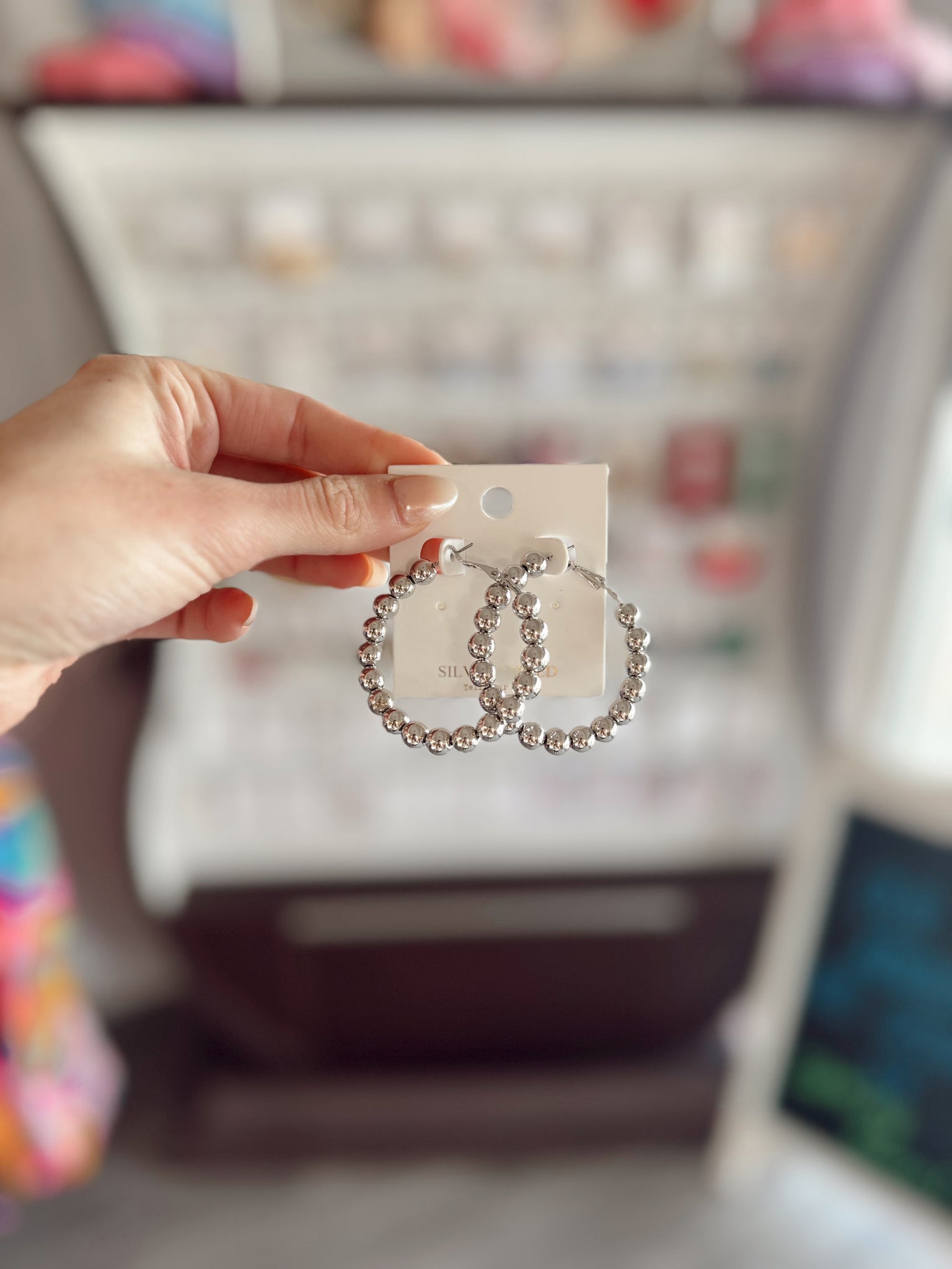 Silver Beaded Hoops