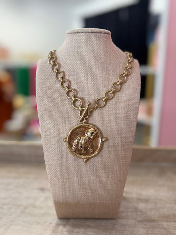 Standing Bulldog Chain Necklace