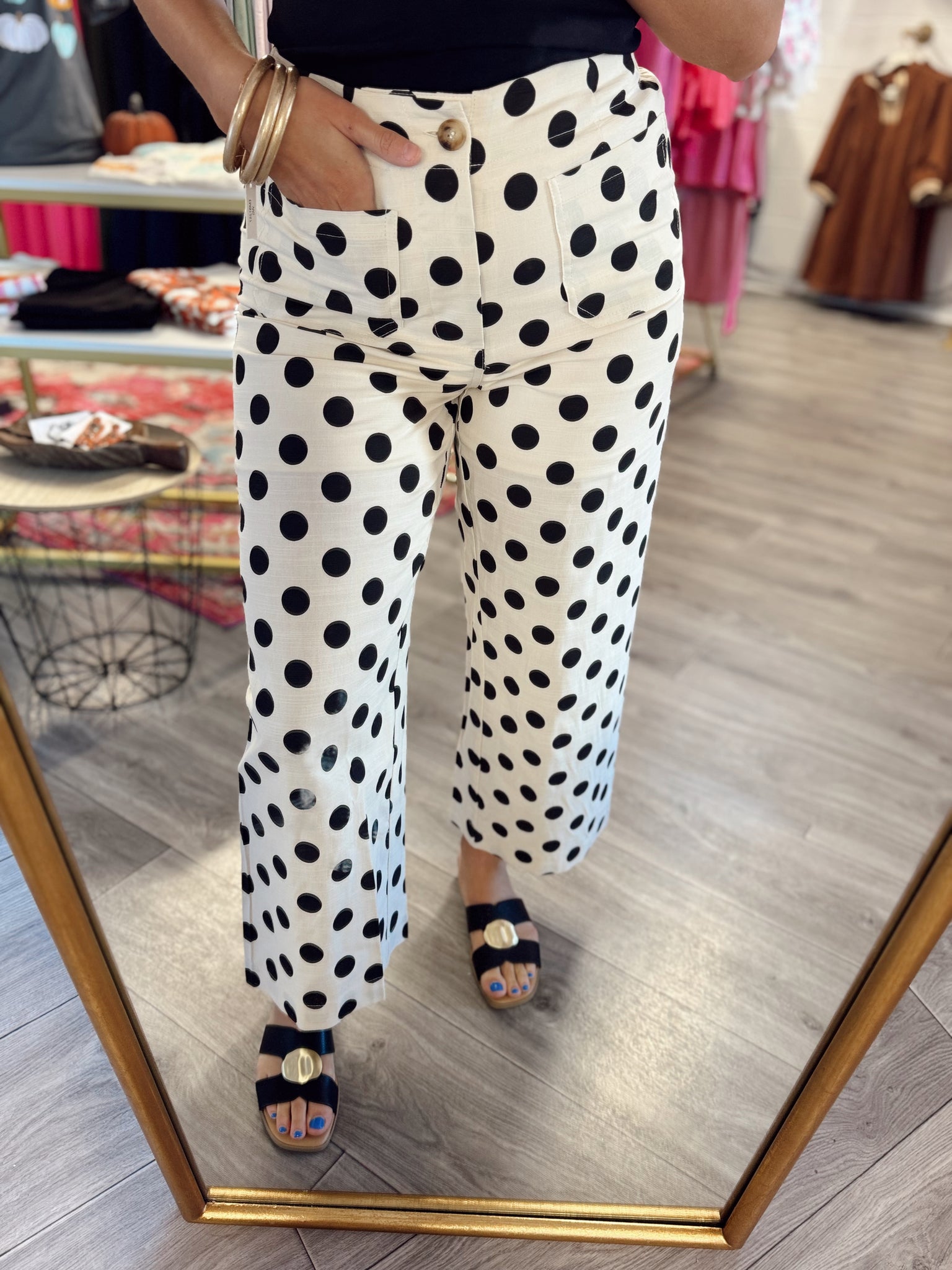 Polka Dot Wide Leg Pants