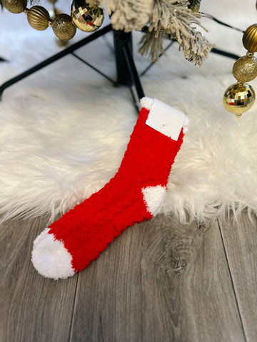 Red/White Fuzzy Socks