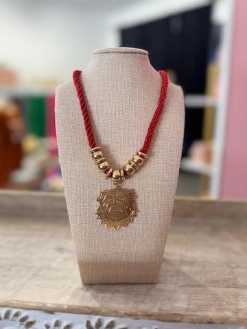 Bulldog Cord Necklace - Red