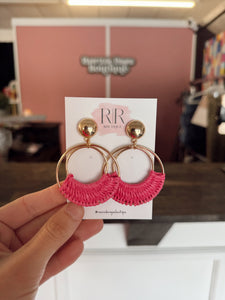 Raffia Earrings - Fuchsia
