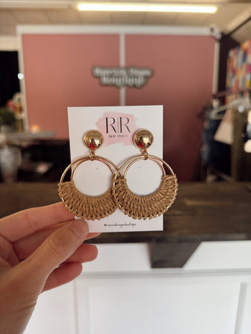 Raffia Earrings - Brown