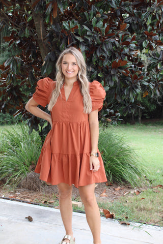 Fall Fling Mini Dress - Rust