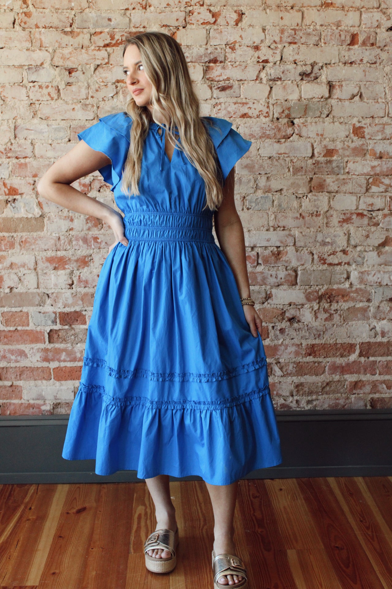 Coastal Ruffle Midi Dress
