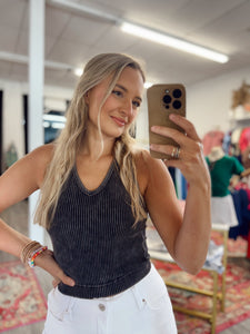 Washed Padded Cami - Black