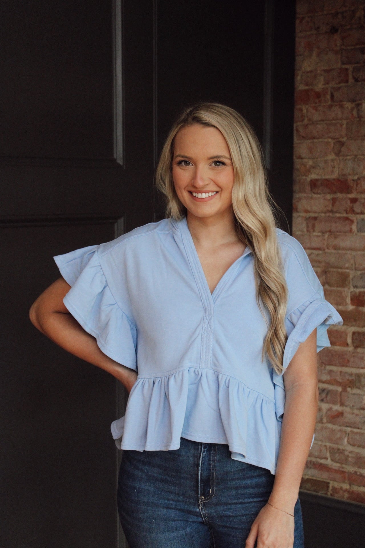 Truly Yours Flutter Top - Blue