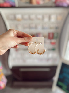 Gold/Pearl Beaded Earrings
