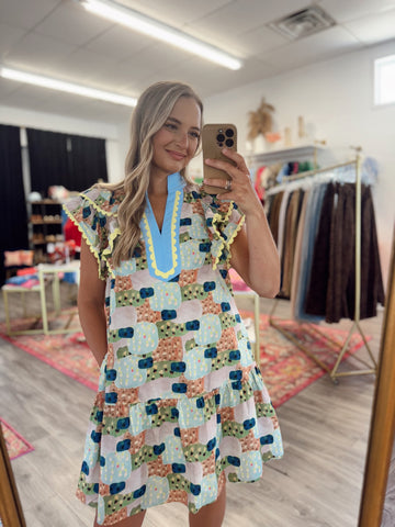 Abbey Abstract Flutter Dress