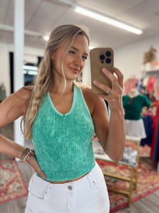 Washed Padded Cami - Green