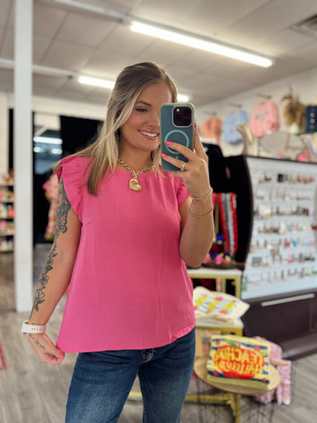 Ruby Flutter Sleeve Blouse - Rose