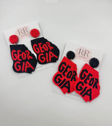 Georgia State Beaded Earrings