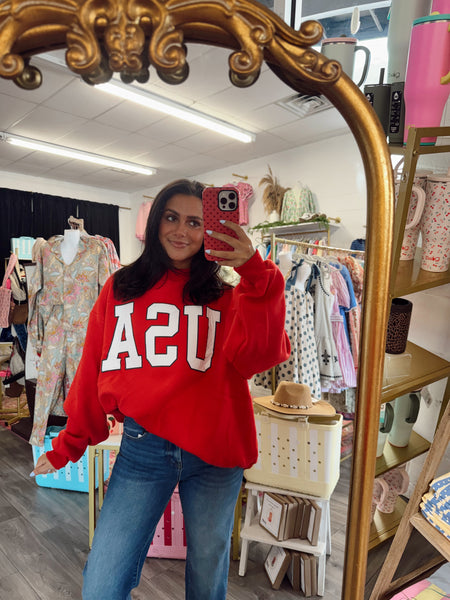 USA & Flag Reversible Mockneck Sweatshirt