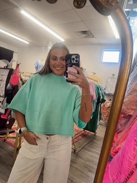 Marley Mock Neck Sweater - Mint