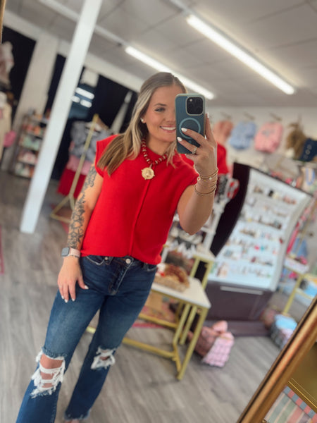 Skye Sweater Top - Red