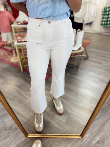 Acid Washed Frayed Hem Jeans - White