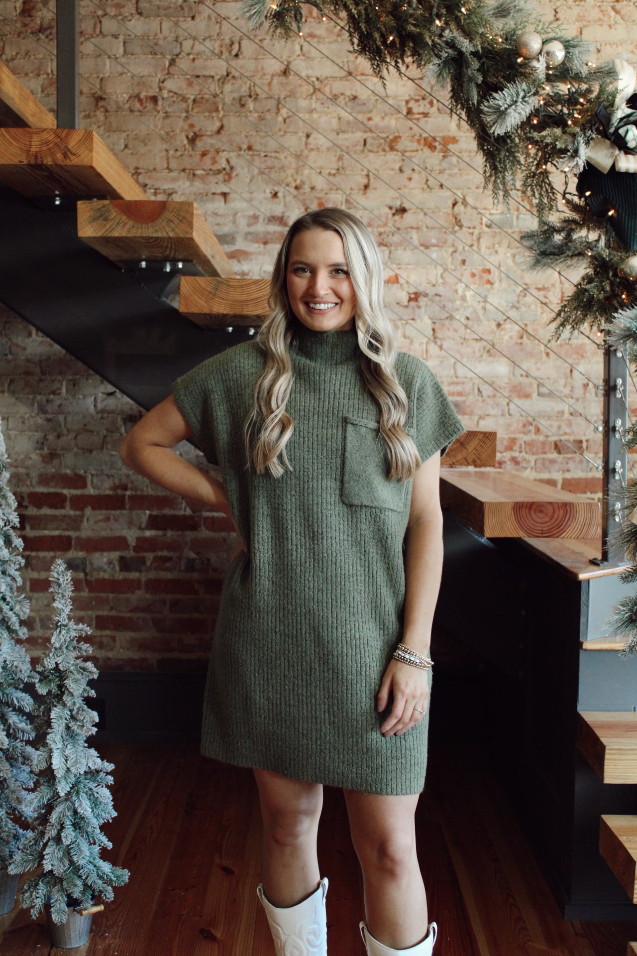 Ava Sweater Dress - Light Olive