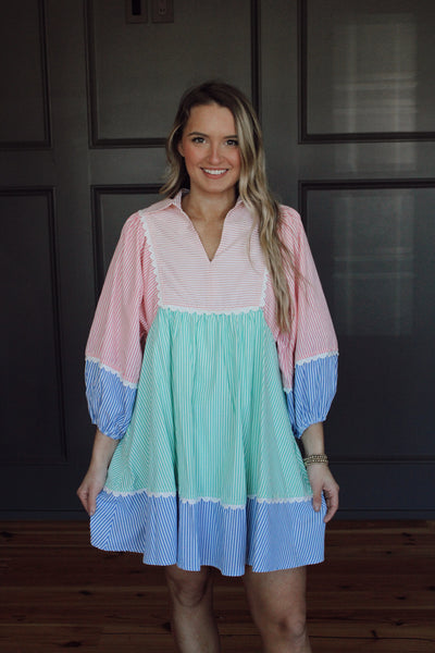 Pastel Seersucker Dress