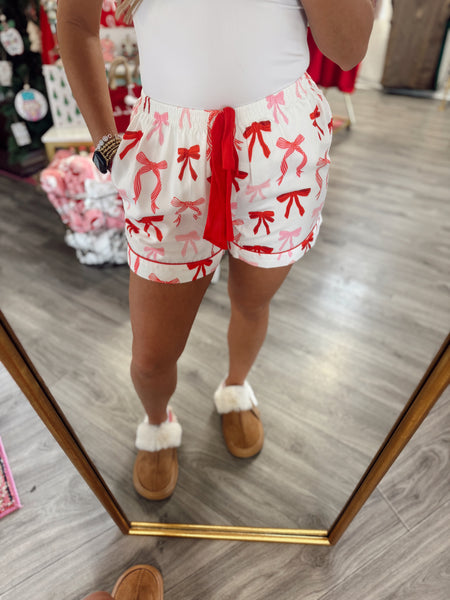 Bow Holiday Pajama Shorts
