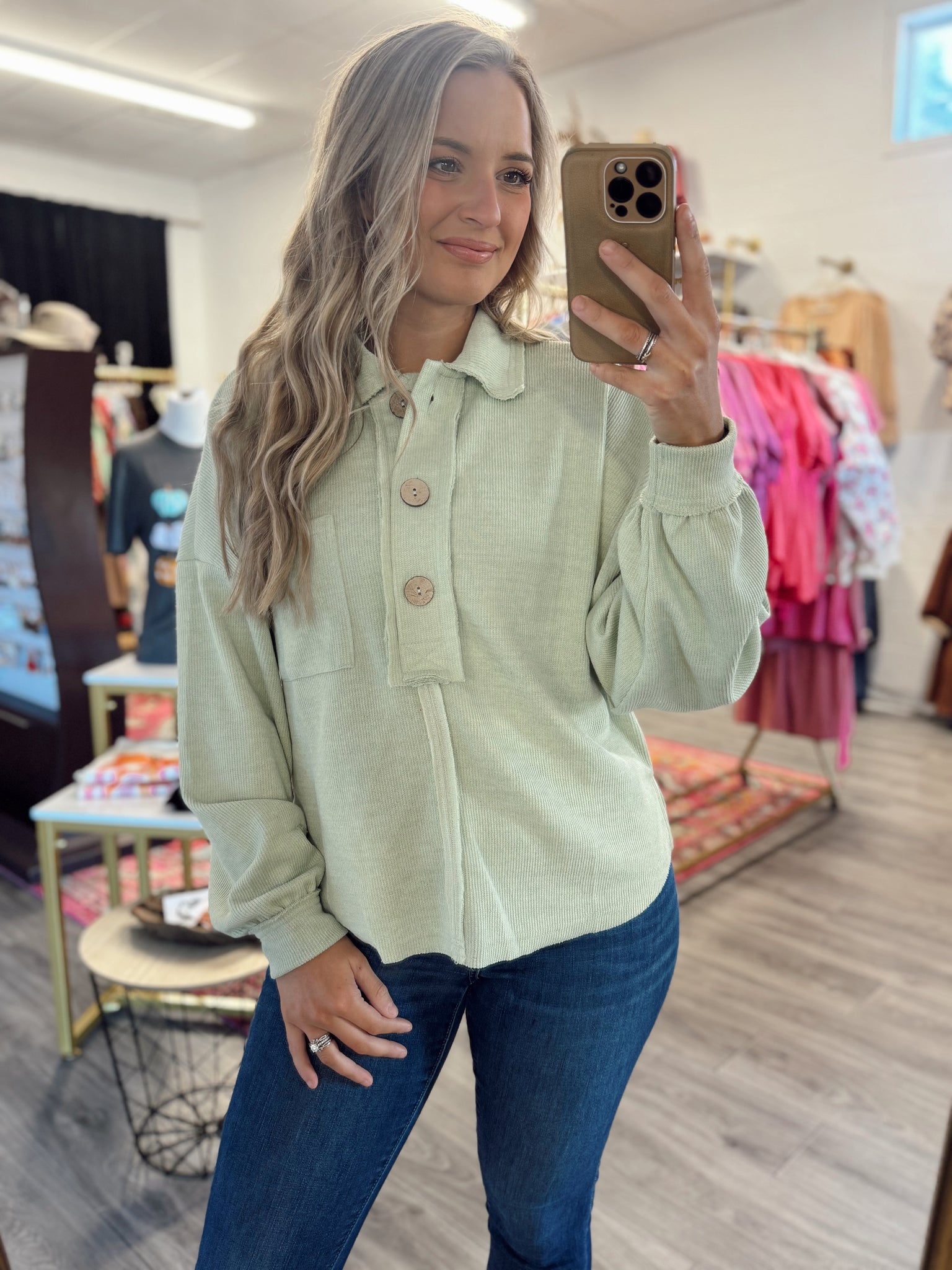 Skye Collared Top - Lime