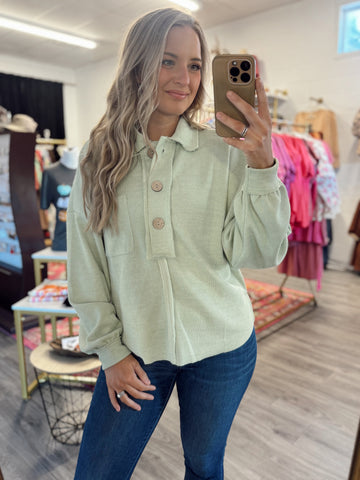 Skye Collared Top - Lime