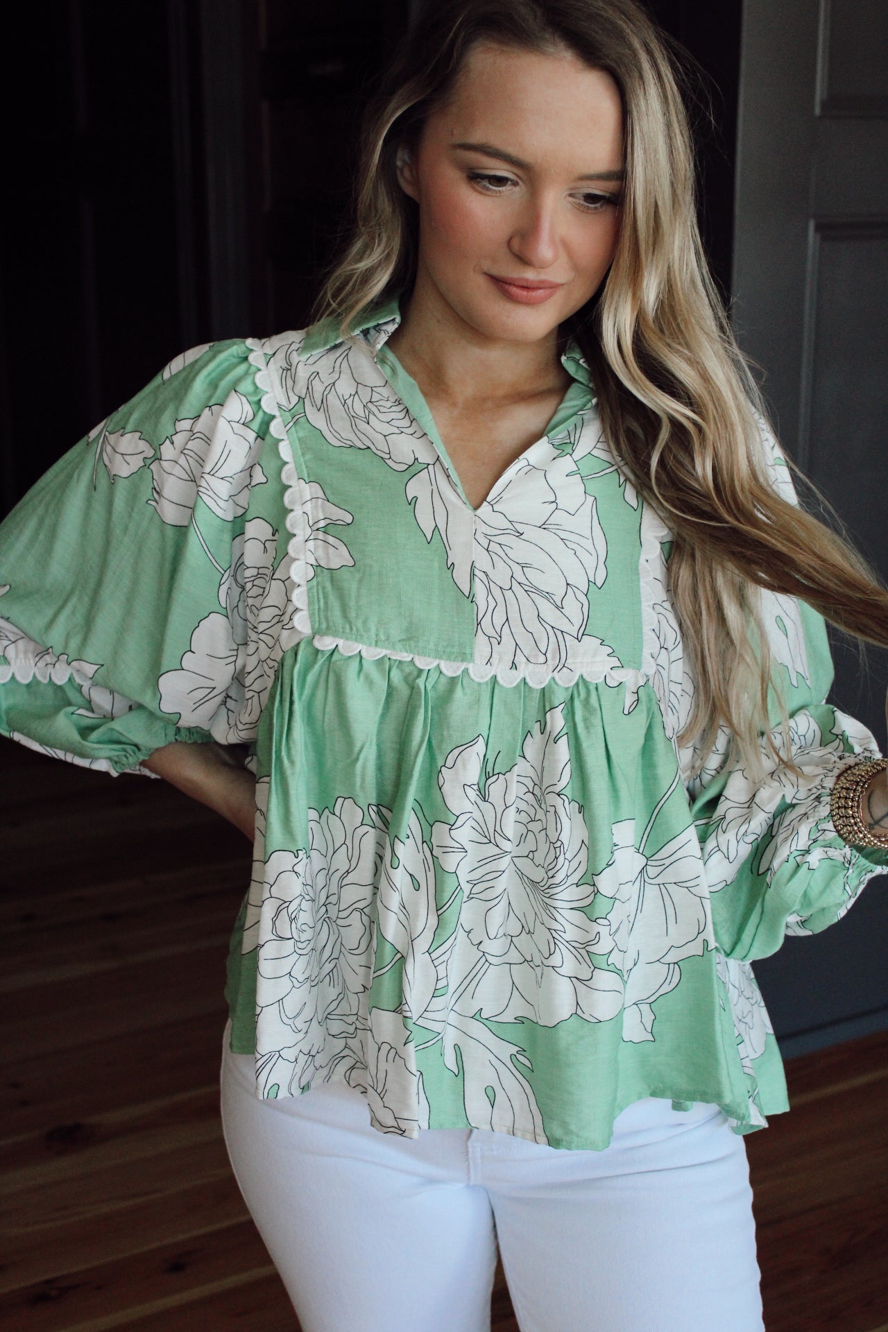 Bri Floral Blouse - Green