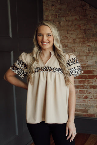 Scallop Blouse - Leopard