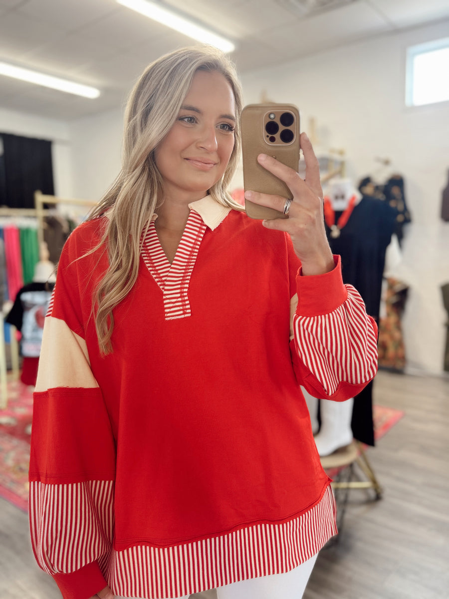 Colorblock Top - Red – Riverside Rayne Boutique