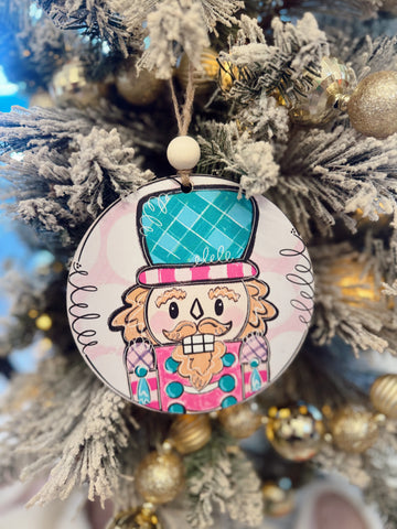 Pink Circle Nutcracker Ornament