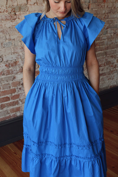 Coastal Ruffle Midi Dress