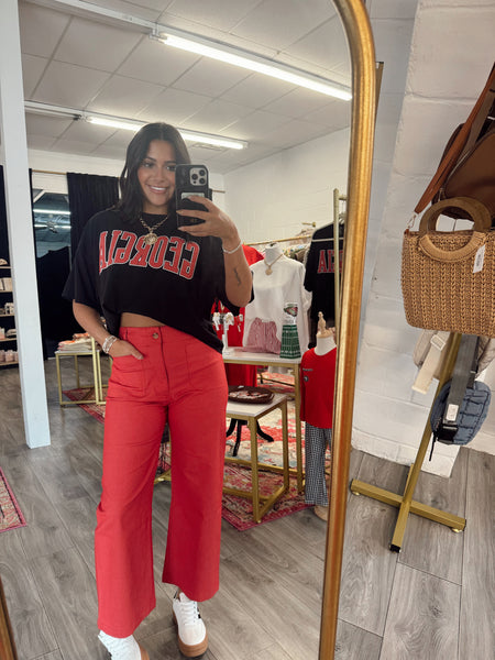 Lucy Cropped Pants - Red