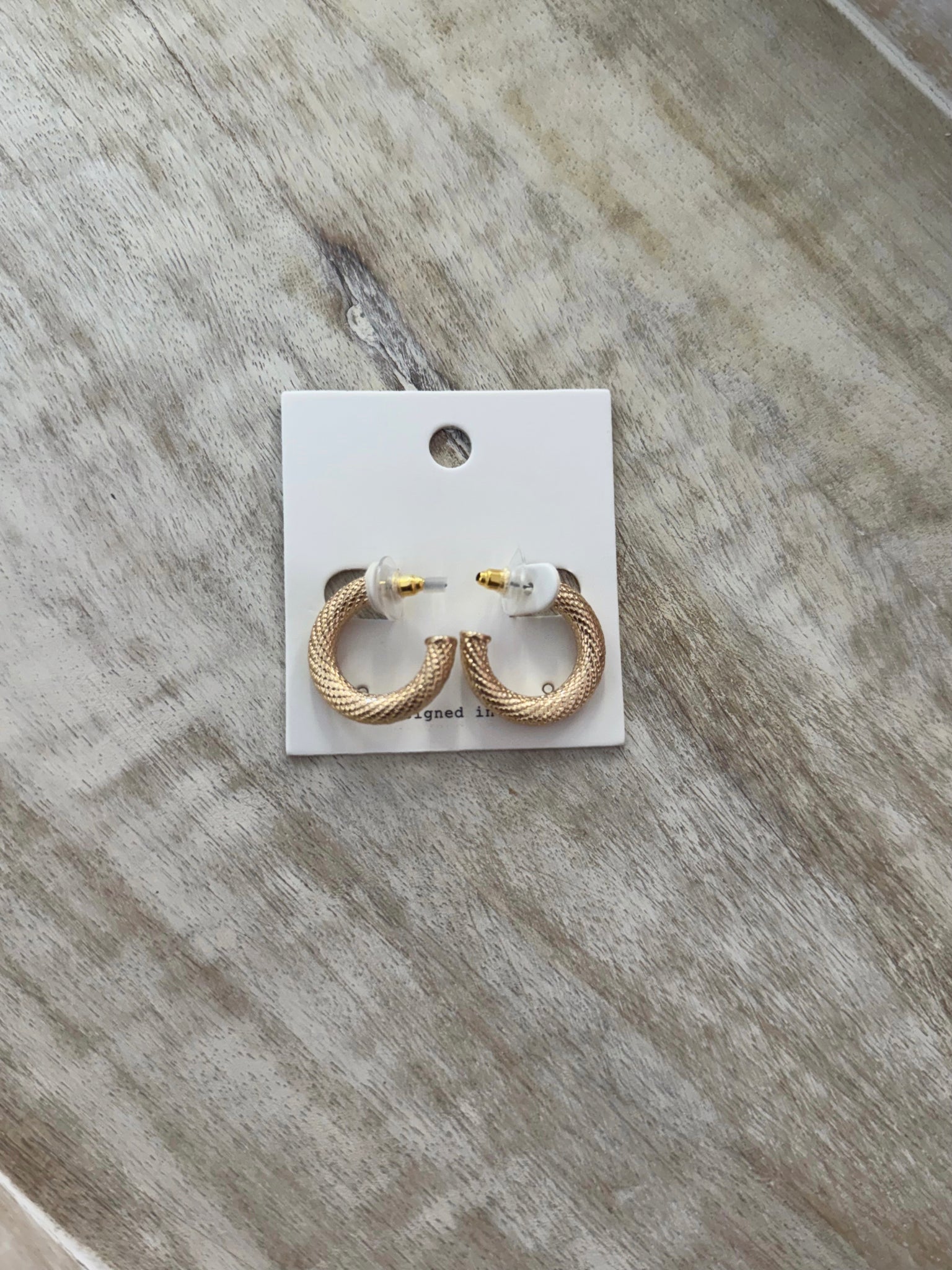 Small Textured Gold Hoops