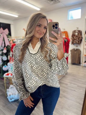 Serena Sage Puff Blouse