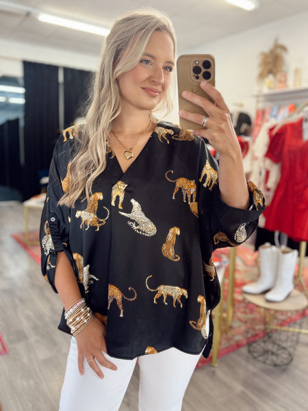 Satin Cheetah Top