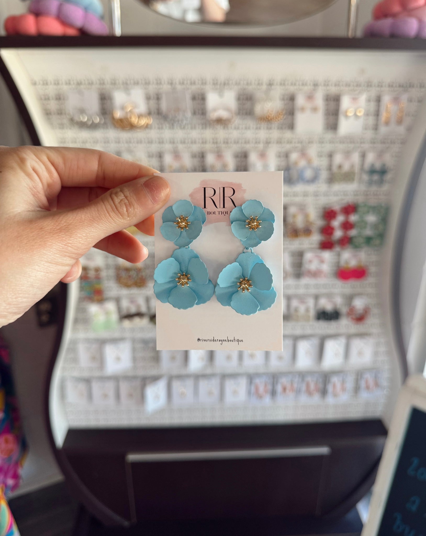 Flower Earrings - Blue