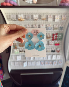 Flower Earrings - Blue