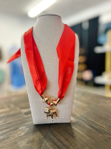 GA Bulldogs Scarf Necklace - Red