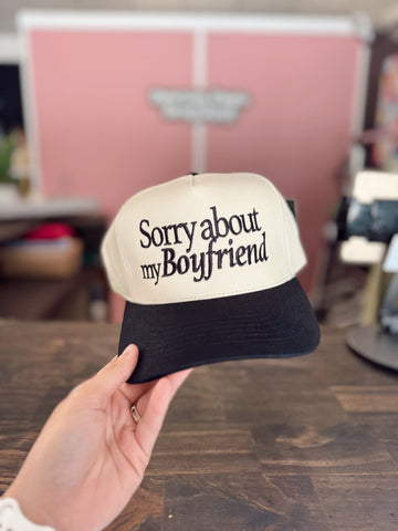 Sorry About My Boyfriend Trucker Hat - Black