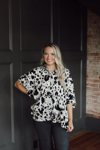 Oversized Leopard Blouse